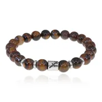 Браслет Знаки Зодиака - Стрелец с натуральным Тигровым глазом 8мм BSZE01-21