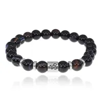 Браслет Знаки Зодиака - Козерог с натуральным Черный агат 8мм BSZE01-22