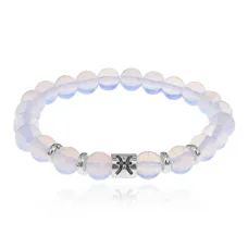 Браслет Знаки Зодиака - Рыбы с лунным камнем 8мм BSZE01-24