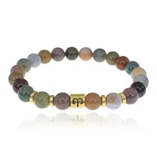 Браслет Знаки Зодиака - Овен с натуральной Яшмой 8мм