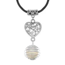 Амулет Сердце с синт.камнем Лунный камень MKA-4005-07