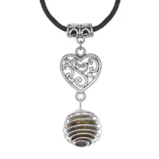 Амулет Сердце с нат. камнем Унакит MKA-4005-17