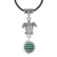 Амулет Черепаха с синтетическим камнем Малахит MKA-4006-08