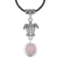 Амулет Черепаха с нат.камнем Розовый кварц MKA-4006-12