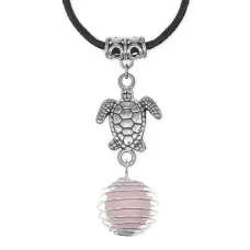Амулет Черепаха с нат.камнем Розовый кварц MKA-4006-12