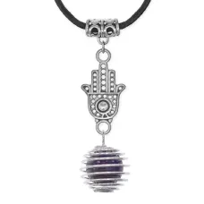 Амулет Хамса с нат.камнем Аметист MKA-4007-01