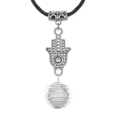 Амулет Хамса с нат.камнем Кахолонг MKA-4007-03