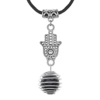 Амулет Хамса с нат.камнем Лабрадор MKA-4007-04