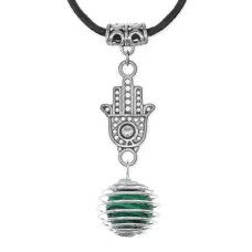 Амулет Хамса с синтетическим камнем Малахит MKA-4007-08