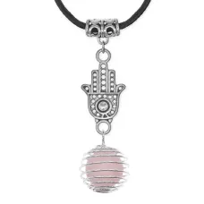 Амулет Хамса с нат.камнем Розовый кварц MKA-4007-12