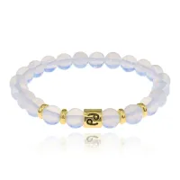 Браслет Знаки Зодиака - Рак с синтетическим Лунным камнем 8мм BSZE02-04