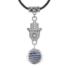 Амулет Хамса с нат.камнем Содалит MKA-4007-15