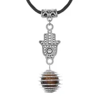 Амулет Хамса с нат.камнем Тигровый глаз MKA-4007-16