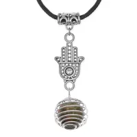 Амулет Хамса с нат.камнем Унакит MKA-4007-17