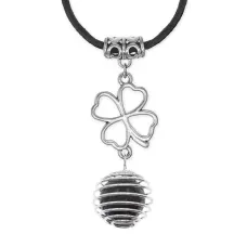 Амулет Клевер удачи с нат.камнем Змеевик MKA-4008-02