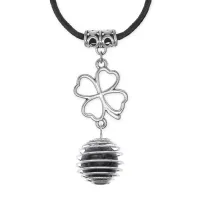 Амулет Клевер удачи с нат.камнем Лабрадор MKA-4008-04