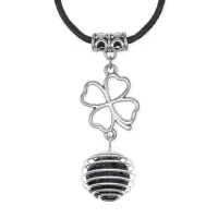 Амулет Клевер удачи с нат.камнем Лава MKA-4008-05