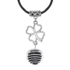 Амулет Клевер удачи с нат.камнем Лава MKA-4008-05