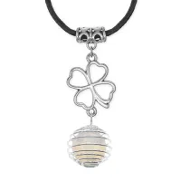 Амулет Клевер удачи с синт.камнем Лунный камень MKA-4008-07