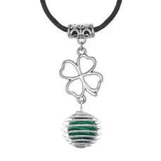 Амулет Клевер удачи с синт.камнем Малахит MKA-4008-08