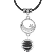 Амулет Полумесяц со звездой с нат.камнем Змеевик MKA-4011-02