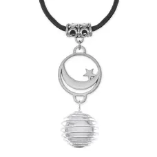 Амулет Полумесяц со звездой с нат.камнем Кахолонг MKA-4011-03