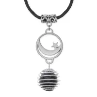 Амулет Полумесяц со звездой с нат.камнем Лабрадор MKA-4011-04