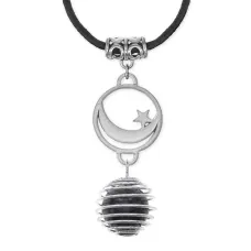 Амулет Полумесяц со звездой с нат.камнем Лабрадор MKA-4011-04