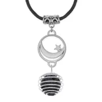 Амулет Полумесяц со звездой с нат.камнем Лава MKA-4011-05