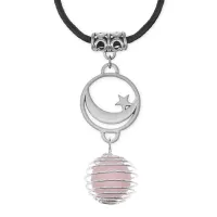 Амулет Полумесяц со звездой с нат.камнем Розовый кварц MKA-4011-12