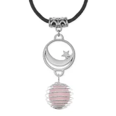 Амулет Полумесяц со звездой с нат.камнем Розовый кварц MKA-4011-12