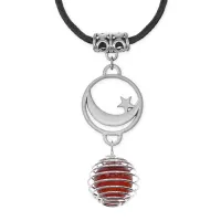 Амулет Полумесяц со звездой с нат.камнем Сердолик MKA-4011-13