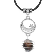 Амулет Полумесяц со звездой с нат.камнем Тигровый глаз MKA-4011-16