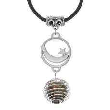 Амулет Полумесяц со звездой с нат.камнем Унакит MKA-4011-17