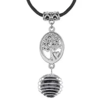 Амулет Дерево жизни с нат. камнем Снежный обсидиан MKA-4012-14