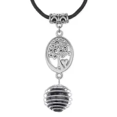 Амулет Дерево жизни с нат. камнем Снежный обсидиан MKA-4012-14
