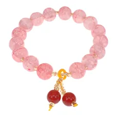 Браслет из стекла, 10мм, цвет розовый BS746-01