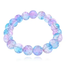 Браслет из стекла, 10мм, цвет сине-фиолетовый BS747