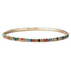 Браслет с разноцветными стразами, 1,5мм BS753-01