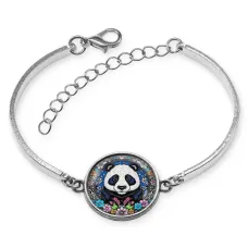 Браслет металлический Панда с цветами BSI-0031