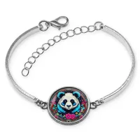 Браслет металлический Панда и цветы BSI-0032