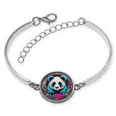 Браслет металлический Панда и цветы BSI-0032