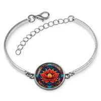 Браслет металлический Красный лотос BSI-0039