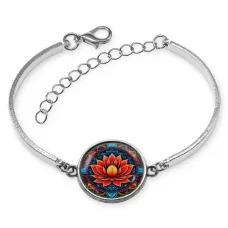 Браслет металлический Красный лотос BSI-0039