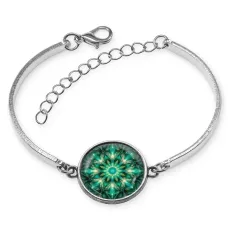 Браслет металлический Зеленый калейдоскоп BSI-0138
