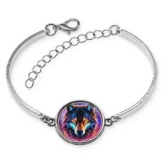 Браслет металлический Волк неон BSI-0156