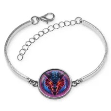 Браслет металлический Рогатый дракон неон BSI-0161