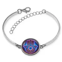 Браслет металлический Хамса неон BSI-0183
