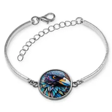 Браслет металлический Цветной ворон BSI-0186