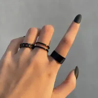 Набор из 3 безразмерных колец, цвет черный KLN063